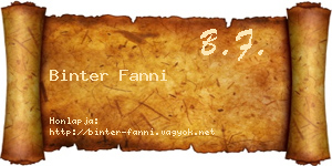 Binter Fanni névjegykártya